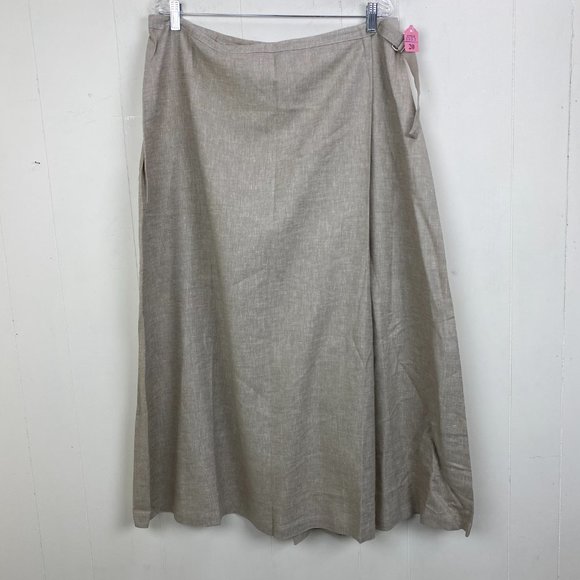 NWT Orvis Tan Faux Wrap Skirt Linen Blend - Picture 1 of 5